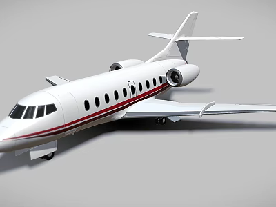 White Private Jet With Red Stripe Exterior And Modern Design Features 3d model