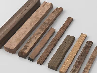Stone Wood Various Types of Wooden Strips with Different Colors and Textures Displayed 3d model