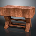 Rustic Wooden Table With Natural Wood Grain And Unique Leg Support Structure