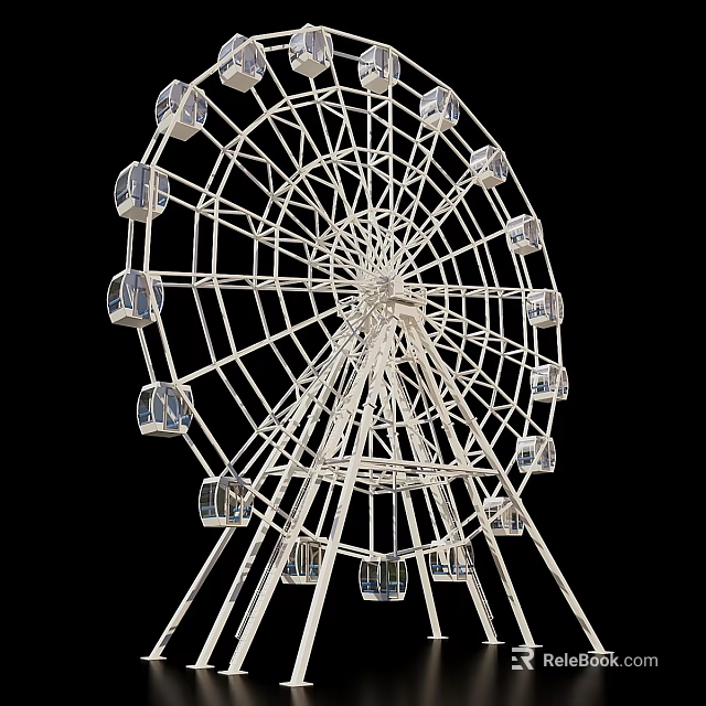 Amusement Park Ferris Wheel With Metal Structure And Transparent Cabins For Entertainment 3d model 