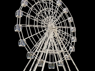 Amusement Park Ferris Wheel With Metal Structure And Transparent Cabins For Entertainment 3d model