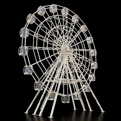 Amusement Park Ferris Wheel With Metal Structure And Transparent Cabins For Entertainment 3d model
