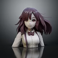 Anime Style 3D Character Model With Purple Long Hair White Shirt And Bow Tie