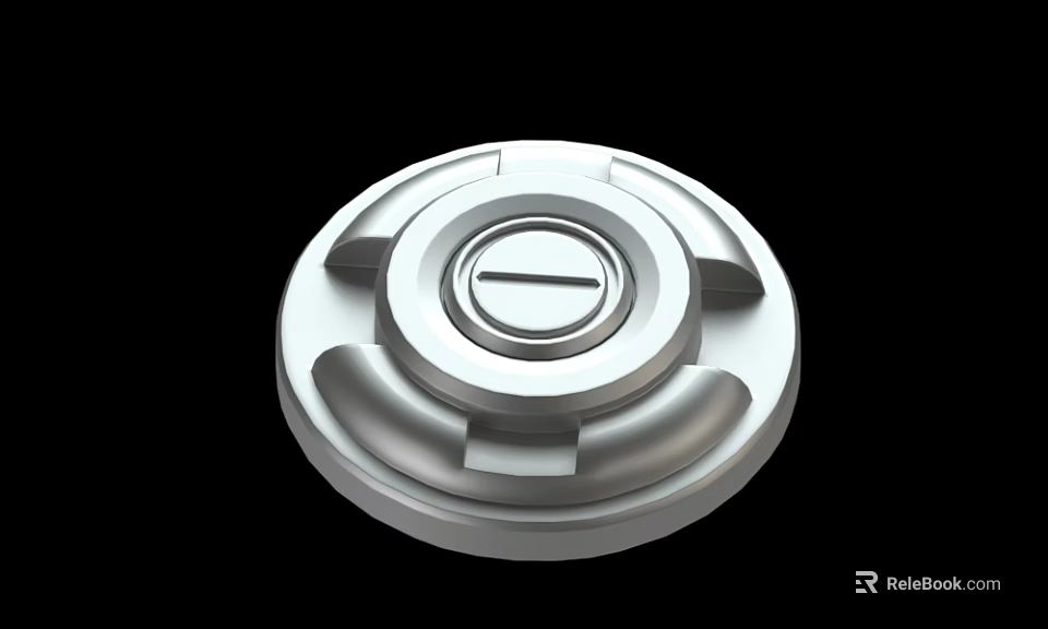 Shiny Silver Circular Metal Part Featuring Central Symmetrical Structural Design Details 3d model