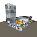 Modern Commercial Complex With High Rise Tower And Glass Curtain Wall Design