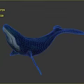 Blue Whale Sculpture in Swimming Pose with Detailed Marine Animal Design