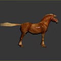 Red Horse With Shiny Coat Golden Mane And Tail On Gray Background With Reflection