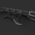 Tactical Combat Weapon With Three Pronged Blades And Textured Grip Design