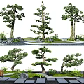 Artistic Garden Ornaments Design With Various Trees Stones Small Plants And Pathway