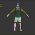 A Man in Green Soccer Jersey Red Details White Shorts Goalkeeper Gloves Arms Outstretched