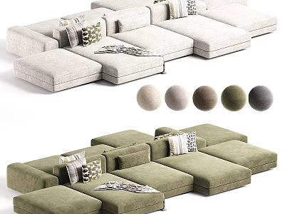 Cozy Modern Multi Seater Modular Fabric Sofa With Various Color Options For Spacious Living Room 3d model