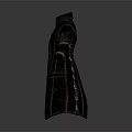 Dark Vintage Long Coat With Decorative Stitching Vertical Buttons And Shoulder Design Textured Fabric