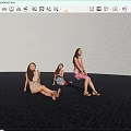 Three Women Sitting On The Floor Smiling Wearing Different Dresses And Shorts