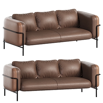 Upholstered Leather Sofa 3d model