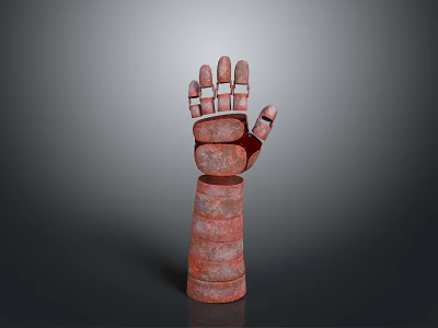 Game and Movie Character Red Metallic Robotic Arm with Detailed Mechanical Structure 3d model