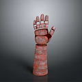 Game and Movie Character Red Metallic Robotic Arm with Detailed Mechanical Structure