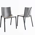 Modern Leisure Chairs With Gray And Brown Leather Seats And Black Metal Legs