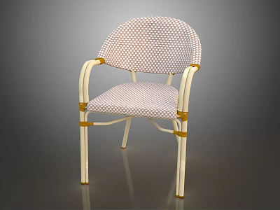 Modern Upholstered Accent Chair With Polka Dot Fabric And Gold Metal Frame 3d model