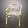 Modern Upholstered Accent Chair With Polka Dot Fabric And Gold Metal Frame