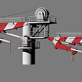 Industrial Crane Equipment With Red White Boom Rotating Platform And Hoisting Hooks