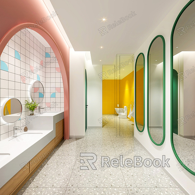 Modern Toilet Public Children's Toilet Washing Area Shopping Mall Toilet Washbasin Combination Creative Color Toilet model