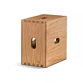 Minimalist Square Oak Wood Side Table With Side Cutout Design 3d model