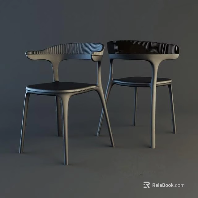 Elegant Modern Dining Chairs With Curved Backrest And Metal Frame Design 3d model
