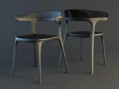 Elegant Modern Dining Chairs With Curved Backrest And Metal Frame Design 3d model
