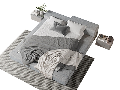 Simple Double Bed Soft Bed Nordic Double Bed Carpet Bedding model