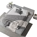 Simple Double Bed Soft Bed Nordic Double Bed Carpet Bedding 3d model