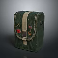 Durable Green Canvas Bag With Beige Strap And Decorative Patches For Daily Essentials
