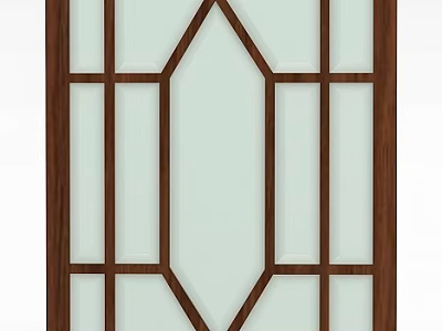 Modern Storage Locker with Wooden Frame and Geometric Glass Panel Design 3d model