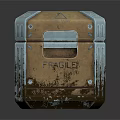 Fragile Box With Metal Reinforcements Worn Surface And Reflective Base