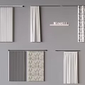 Modern Curtains With Vertical Blinds Plain And Patterned Fabric Design Styles 3d model