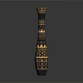 Black Vase With Gold Geometric Patterns And Tall Slender Design 3d model