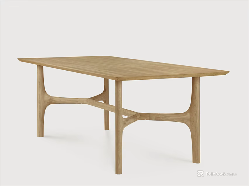 Oak Wooden Dining Table with Minimalist Modern Design and Unique Crossed Leg Structure for Stylish Home Interiors 3d model 