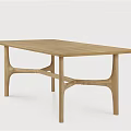 Oak Wooden Dining Table with Minimalist Modern Design and Unique Crossed Leg Structure for Stylish Home Interiors