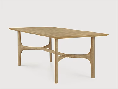 Oak Wooden Dining Table with Minimalist Modern Design and Unique Crossed Leg Structure for Stylish Home Interiors 3d model