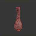 Sculptural Carving Vase With Vibrant Red Purple Orange Colorful Speckled Artistic Design