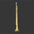 Golden Shiny Brass Musical Equipment With Flared Bell Long Tubing And Transparent Key