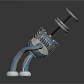 Industrial Mechanical Device With Blue Pipes White Base And Metal Structure