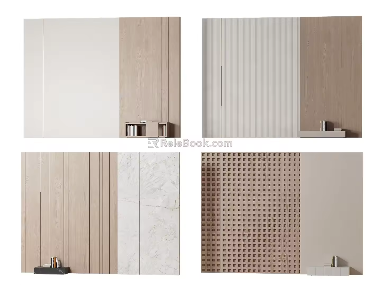 Simple bedside background wall in ancient style bedroom background wall in quiet style cream style bedside background 3d model