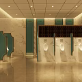 Hotel Bathroom With Marble Walls Golden Ceiling Lighting Strips Red Countertop Vanity And Mirrors