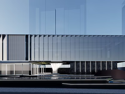 Modern Sales Office Building With Glass Curtain Wall And Metal Panel Exterior 3d model
