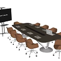 Modern Conference Table and Chair Mobile TV 3d model