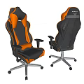 Black and Orange Gaming Chair with Ergonomic Design Adjustable Backrest and Wheeled Base
