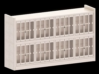 White Locker Cabinet With Mesh Doors And Multiple Storage Compartments 3d model