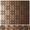 Wooden Wall Paneling With Geometric Striped Texture For Interior Decoration
