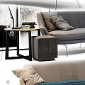 Modern Sofa Set Interior Design With Decorative Pillows Knitted Blanket And Side Table 3d model