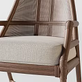 Modern Leisure Chair With Wooden Frame Woven Backrest And Padded Seat